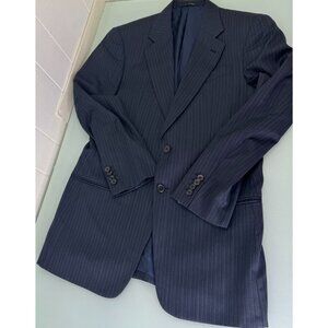 Armani Collezioni Blazer 39R Pinstripe 100% Wool Ventless Navy Blue Made In Ital